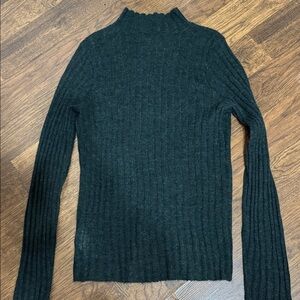 Madewell Alpaca Blend Dark Hunter Green Ribbed Turtleneck Sweater